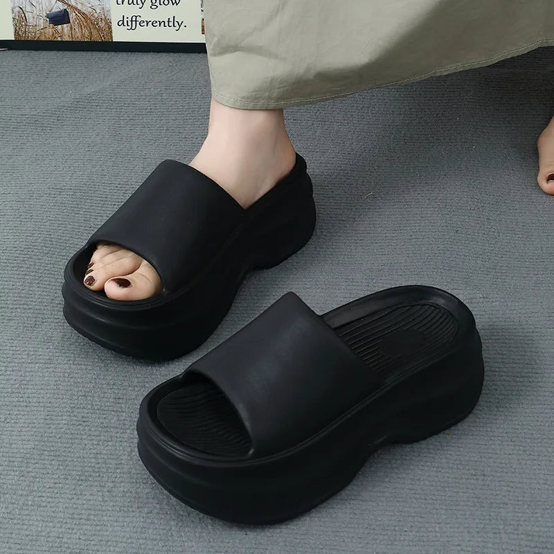 Eyriphy Thick Bottom Slippers Women Outdoor Beach Sandals Fashion Bathroom Slides Female Open Toe Slippers Cozy Soft Sole Shoes