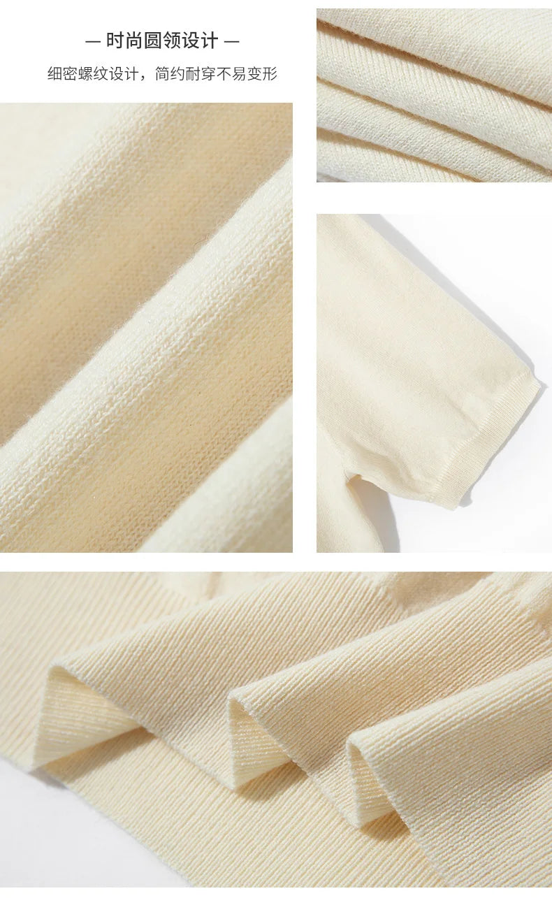 Summer Classic Short Sleeve Men Knitwear Silk Wool blend Sweater O-Neck Loose Cool Quality Business Pullover Basic Clothing Tops