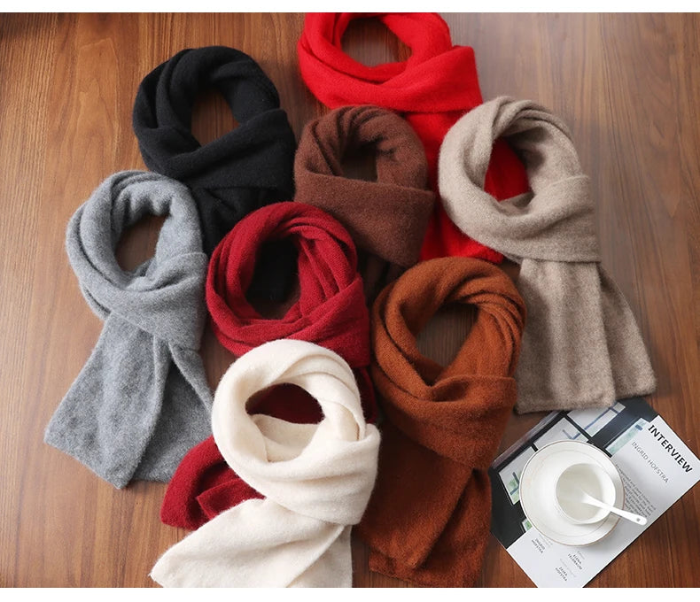 Knitted New Wool Scarf For Men And Women In Winter With Simple And Versatile Solid Color And Thick Warm Scarf