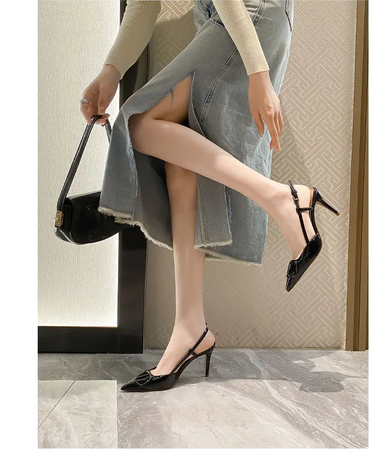 2025 New Diamond High Heel Sandals with Elegant Banquet Shoes, Pointed High Heels, Straight Strap Sandals