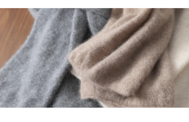 Knitted New Wool Scarf For Men And Women In Winter With Simple And Versatile Solid Color And Thick Warm Scarf