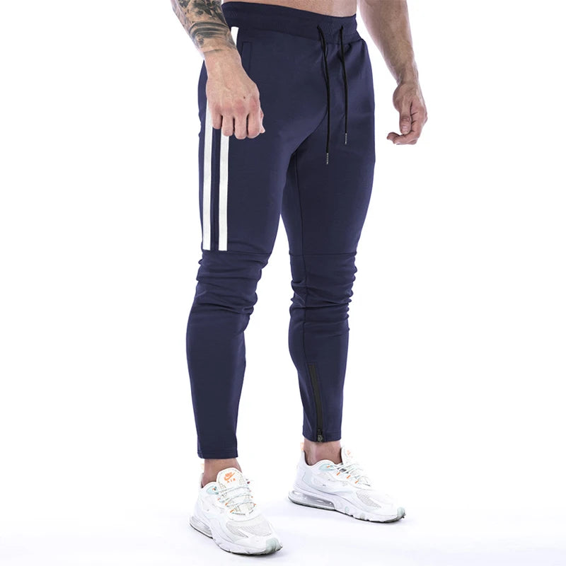 Gym Skinny Jogger Pants Men Running Sweatpants Fitness Bodybuilding Sports Pants Zip pocket Male Cotton Jogging Trousers men