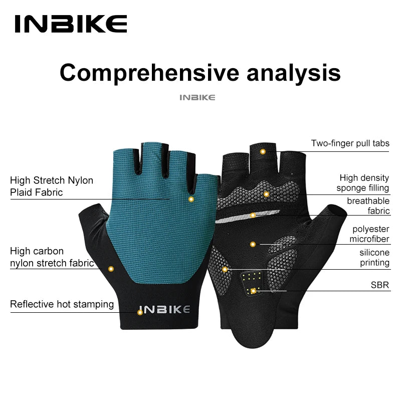 INBIKE 2025 Summer Cycling Gloves for Men Shock-Absorbing Padded Breathable Bicycle Gloves MTB Road Mountain Bike Riding Gloves