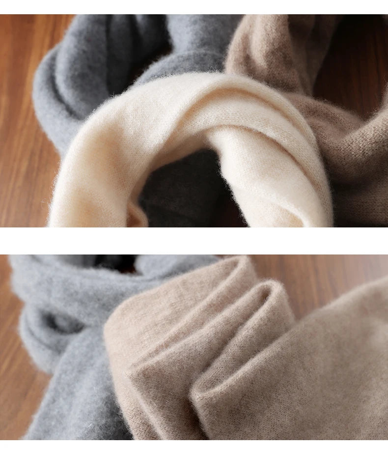 Knitted New Wool Scarf For Men And Women In Winter With Simple And Versatile Solid Color And Thick Warm Scarf