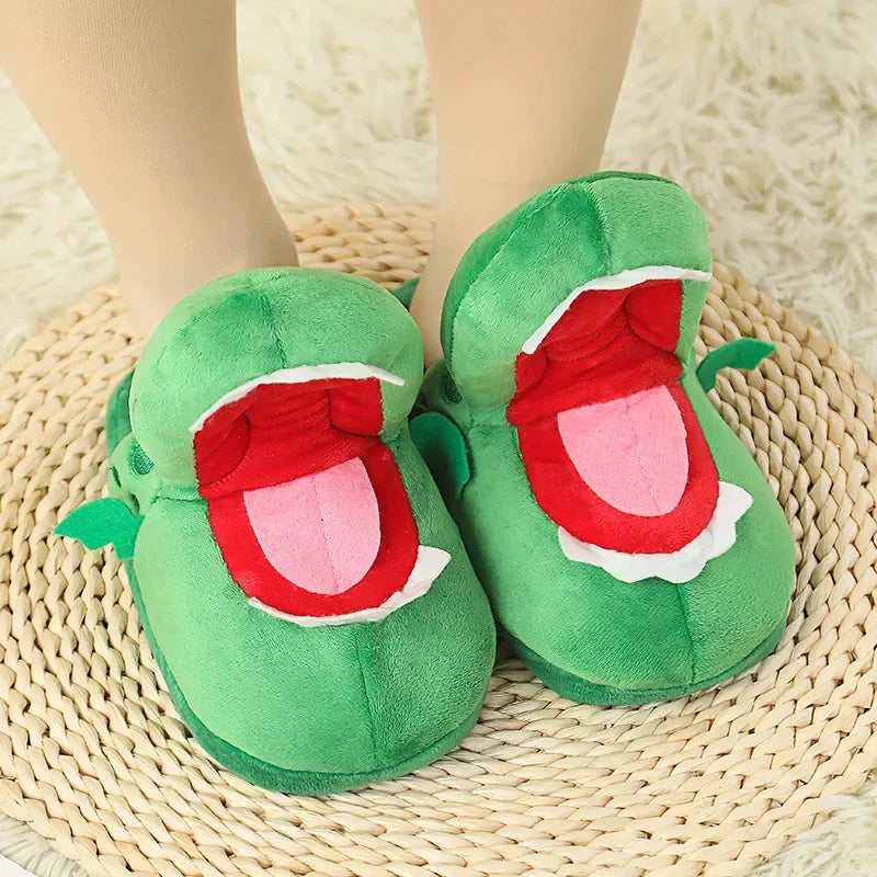2025 Cows Plush Slippers Move Open Mouth Winter Warm Home Cotton Shoes Kawaii Animal Slippers Cute Funny Cartoon Girl Boy Gift
