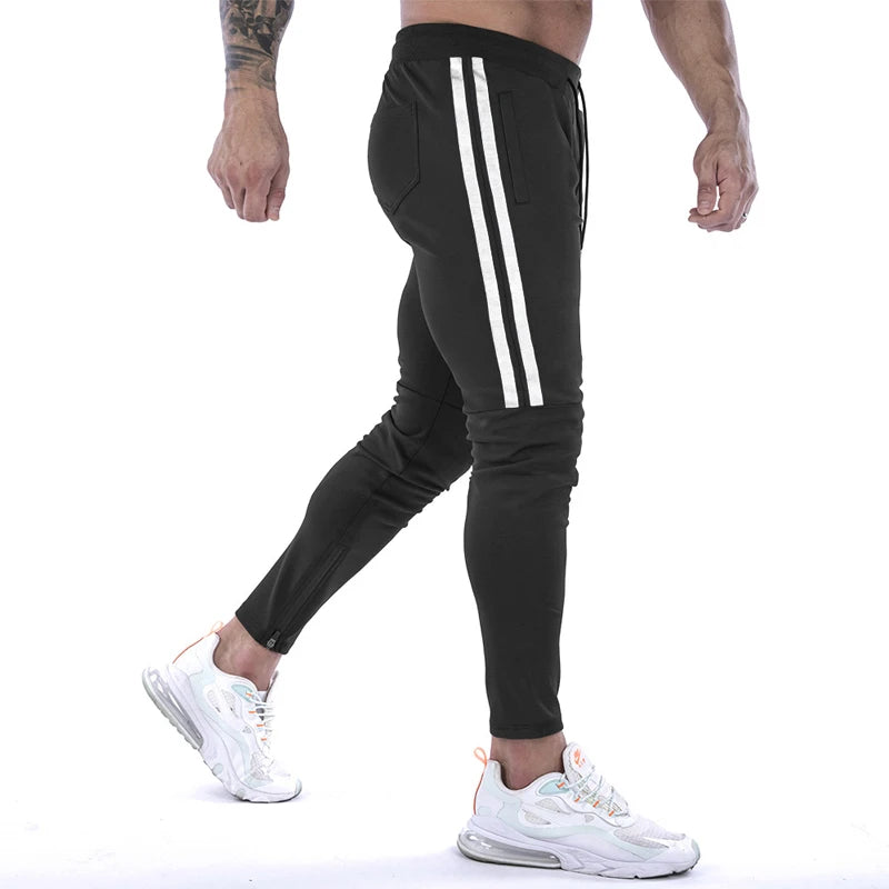 Gym Skinny Jogger Pants Men Running Sweatpants Fitness Bodybuilding Sports Pants Zip pocket Male Cotton Jogging Trousers men