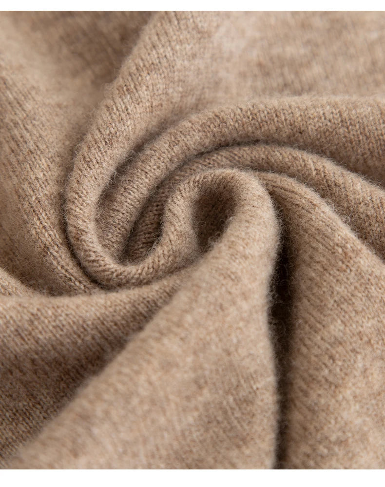 New Fashion Men's 100% Wool Pullover Half-high Collar Sweater Autumn Winter Warm Solid Color Knit Sweater Business Casual Top