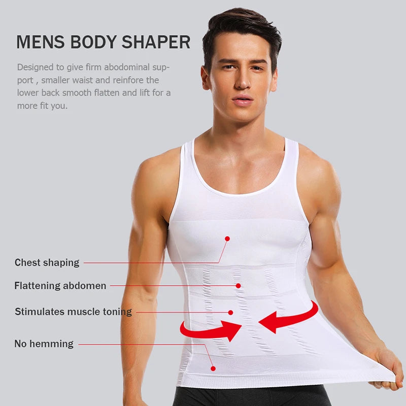 Men Slimming Vest Body Shaper Compression Shirt Sleeveless Shapewear Abs Abdomen Training  Workout Corset Tummy Control Tank Top