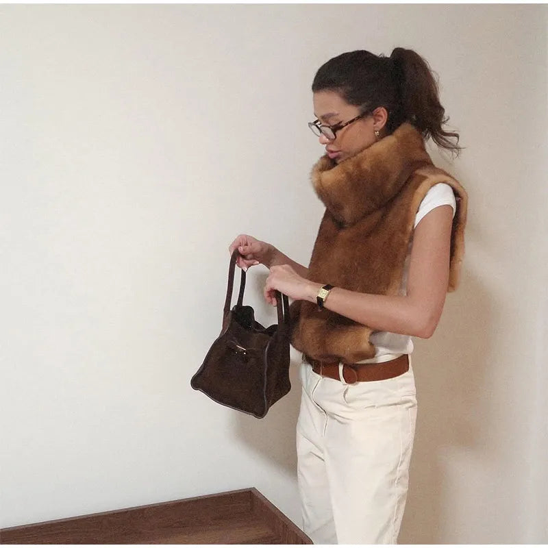 Winter Lady Luxurious Lapel Faux Fur Coats Fashion High Street Long Sleeve Oversize Cardigan Jacket Thick Warm Female Outerwear
