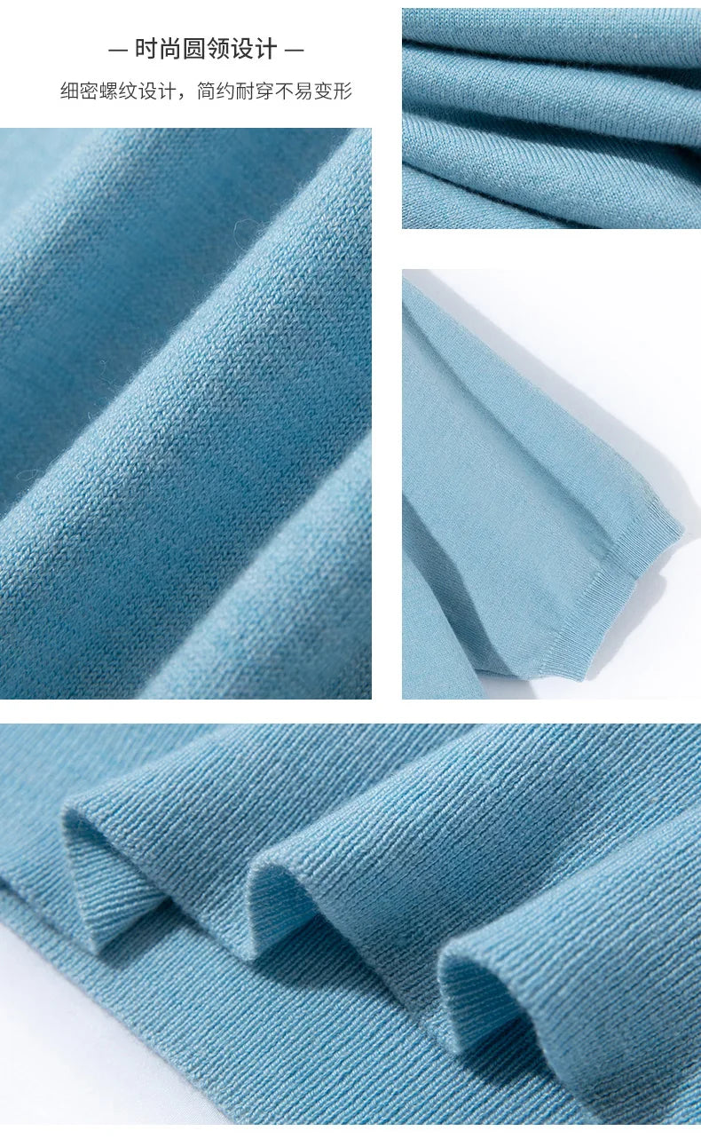 Summer Classic Short Sleeve Men Knitwear Silk Wool blend Sweater O-Neck Loose Cool Quality Business Pullover Basic Clothing Tops