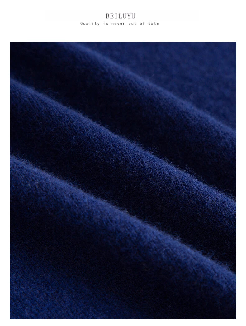 New Fashion Men's 100% Wool Pullover Half-high Collar Sweater Autumn Winter Warm Solid Color Knit Sweater Business Casual Top