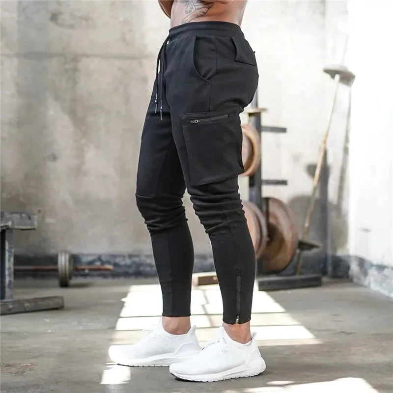 Sweatpants Men's Gym Fitness New Pants Men's Running Jogging Training Tight Sports Cargo Pants Pocket Decoration
