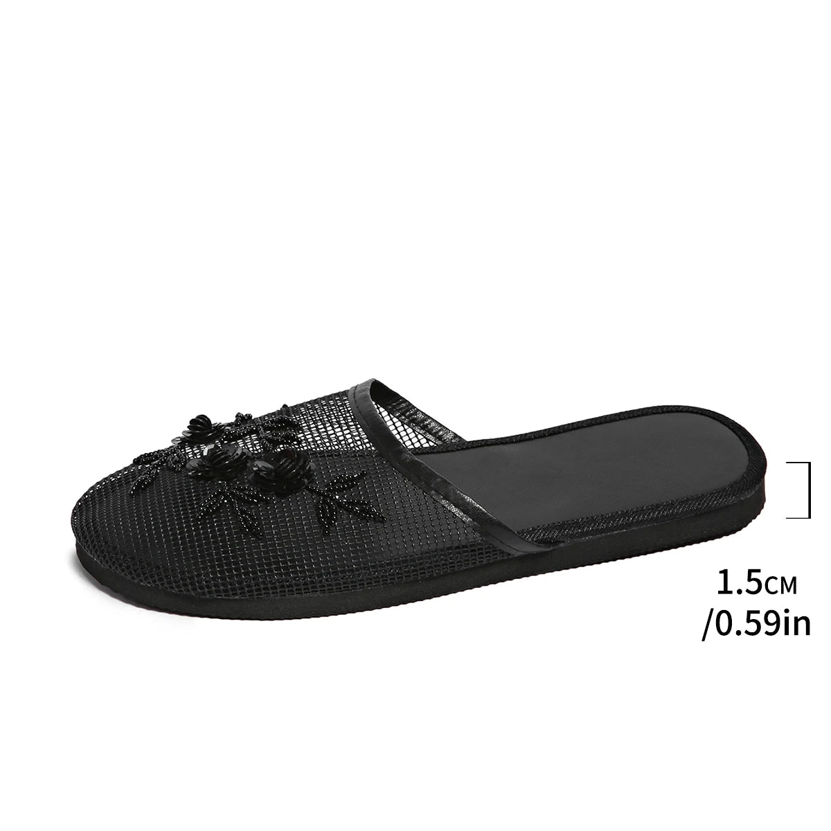 Shoes for Women 2025 Hot Sale Baotou Women's Slippers Fashion Crystal Floral Daily Slippers Women New Mesh Flat Slippers Zapatos
