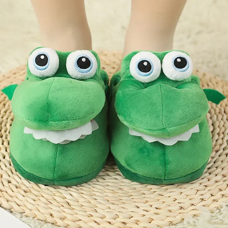 2025 Cows Plush Slippers Move Open Mouth Winter Warm Home Cotton Shoes Kawaii Animal Slippers Cute Funny Cartoon Girl Boy Gift