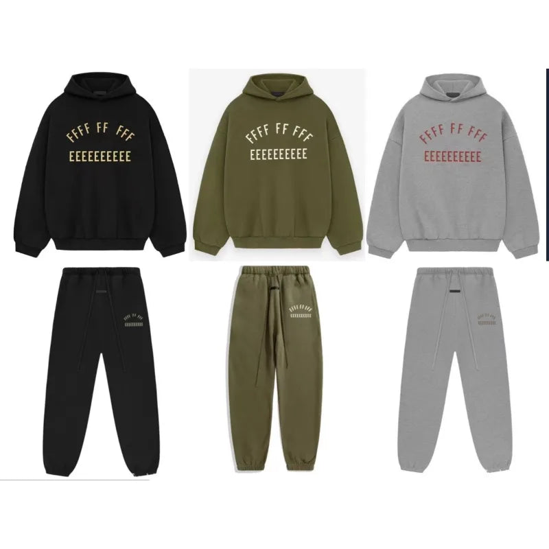 25SS Classic Brand Men's Hoodie Luxury Design Chest Arched Printed Letter Logo Long Sleeves High Street Couple Cotton Hoodie Set