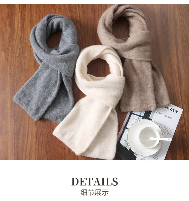 Knitted New Wool Scarf For Men And Women In Winter With Simple And Versatile Solid Color And Thick Warm Scarf