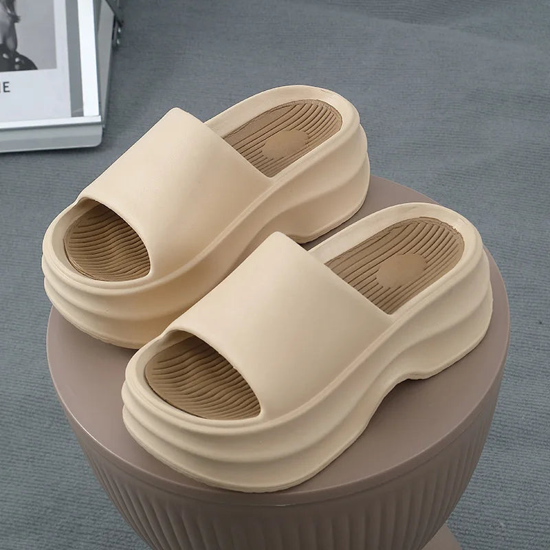 Eyriphy Thick Bottom Slippers Women Outdoor Beach Sandals Fashion Bathroom Slides Female Open Toe Slippers Cozy Soft Sole Shoes