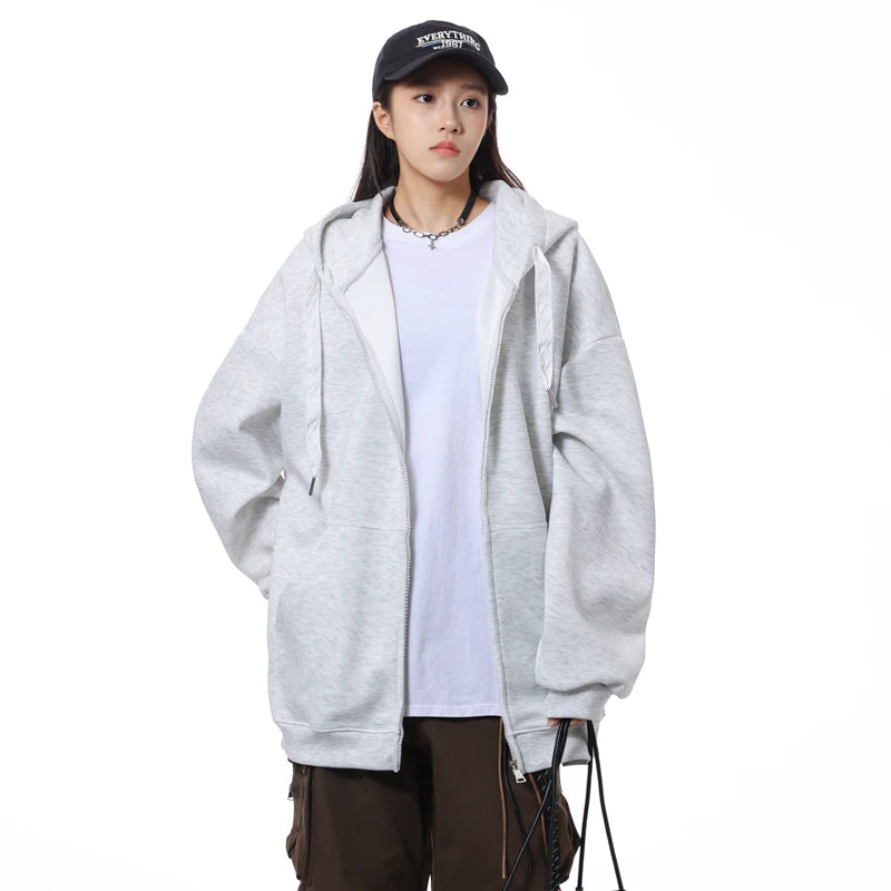 Fall Women's Fashion Zipper Cat Ears Hoodie Jacket Y2k Solid Color Cardigan Long Sleeve Oversized Hoodies for Female Sweatshirt