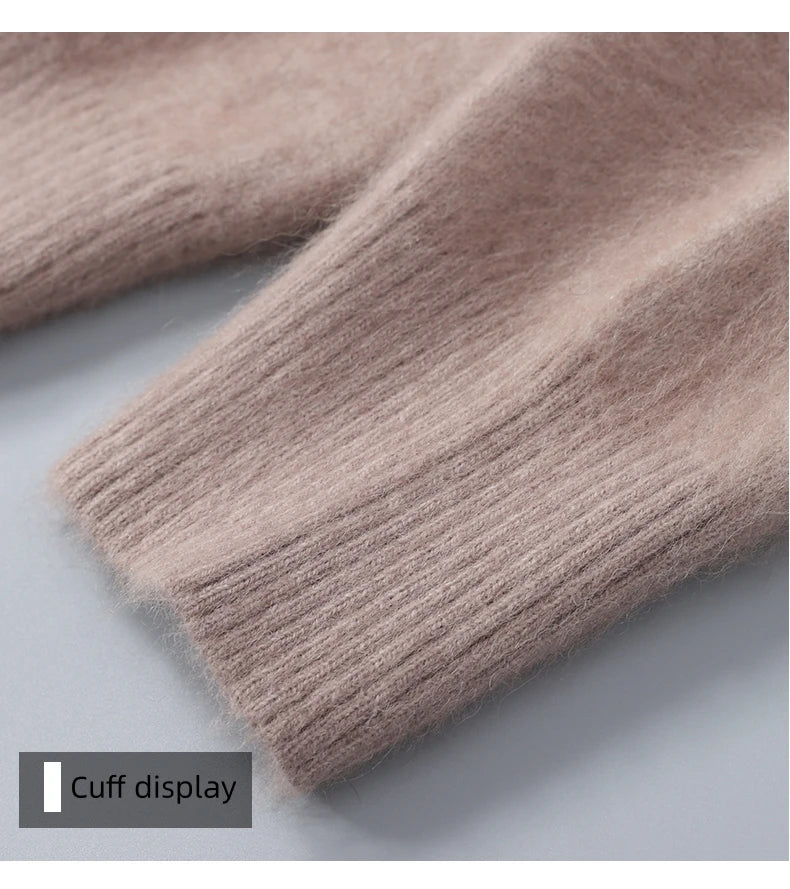 Men's Round Neck 100% Mink Cashmere Sweater Men 2024 Autumn and Winter Large Size Loose Knitted Sweater Keep Warm Top Men Jumper