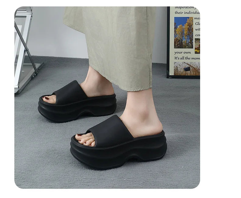 Eyriphy Thick Bottom Slippers Women Outdoor Beach Sandals Fashion Bathroom Slides Female Open Toe Slippers Cozy Soft Sole Shoes