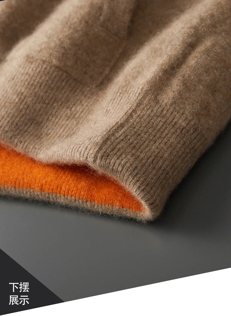 Autumn And Winter New Men's Double-Sided Wear Padded Cashmere Hoodies Cardigans Knitted Casual Warm Coats