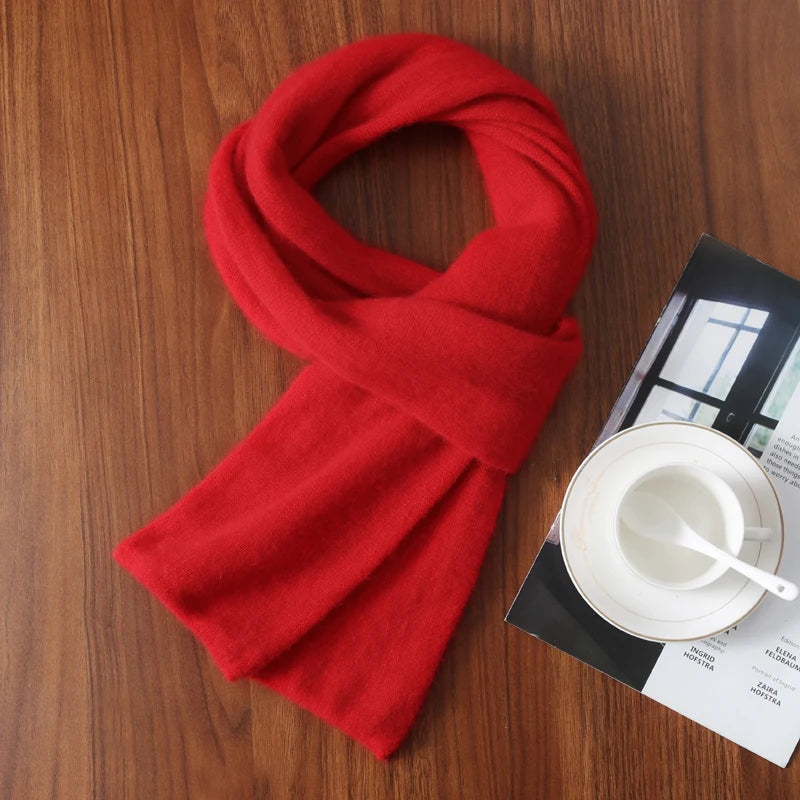 Knitted New Wool Scarf For Men And Women In Winter With Simple And Versatile Solid Color And Thick Warm Scarf