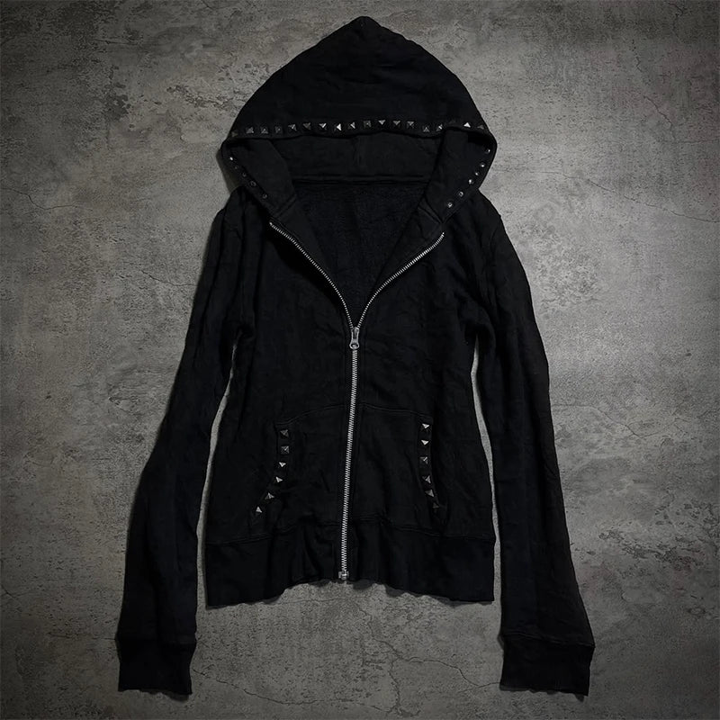 Y2K Aesthetic Women's Autumn Winter Fur Collar Sweatshirt Harajuku Gothic Punk Rock Hottie Sweatshirt Jacket Emo Girl Streetwear