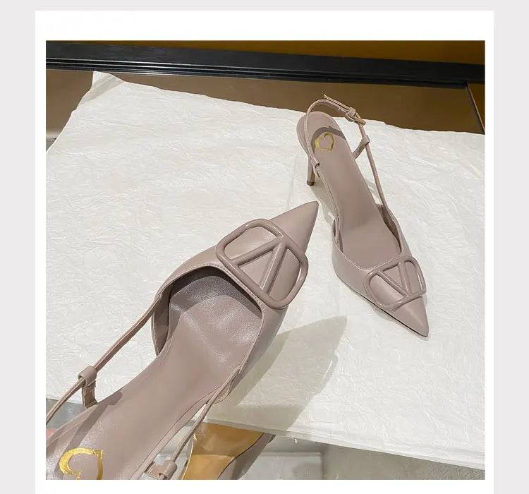 2025 New Diamond High Heel Sandals with Elegant Banquet Shoes, Pointed High Heels, Straight Strap Sandals