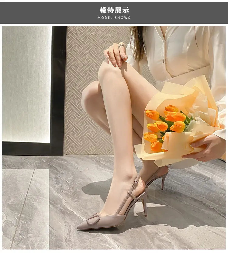 2025 New Diamond High Heel Sandals with Elegant Banquet Shoes, Pointed High Heels, Straight Strap Sandals