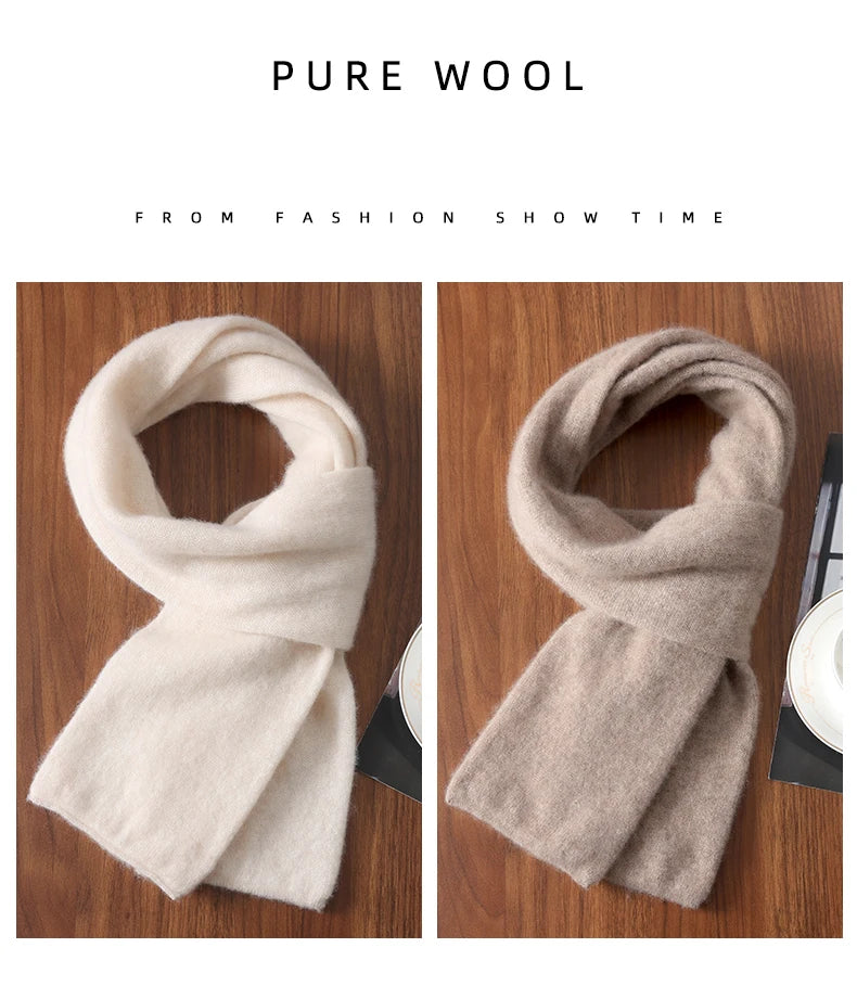 Knitted New Wool Scarf For Men And Women In Winter With Simple And Versatile Solid Color And Thick Warm Scarf