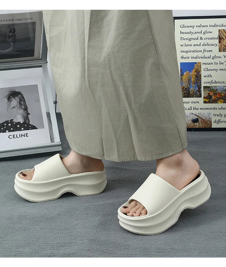 Eyriphy Thick Bottom Slippers Women Outdoor Beach Sandals Fashion Bathroom Slides Female Open Toe Slippers Cozy Soft Sole Shoes