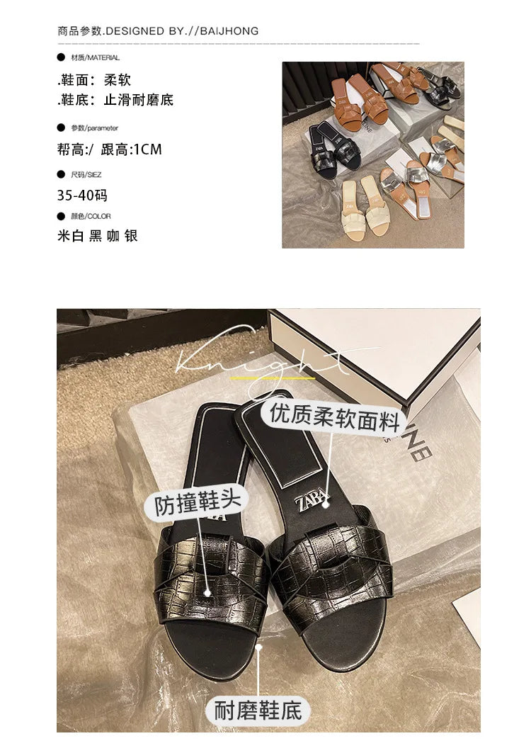 Hot Sale Women Slippers Low Heel Comfortable Slippers Sexy Cross Peep Toe Shoes Luxury Outdoor Beach Women's Breathability Shoes