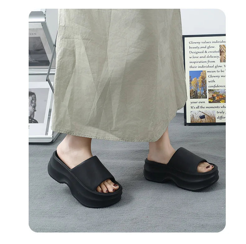 Eyriphy Thick Bottom Slippers Women Outdoor Beach Sandals Fashion Bathroom Slides Female Open Toe Slippers Cozy Soft Sole Shoes