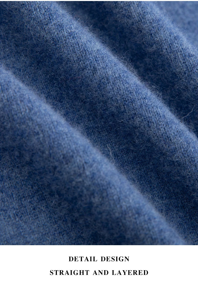 Autumn And Winter 100% Pure Wool Men's Thick Round Neck Slim-Fit  O-neck Pullover Long-Sleeved Knitted Cashmere Sweater