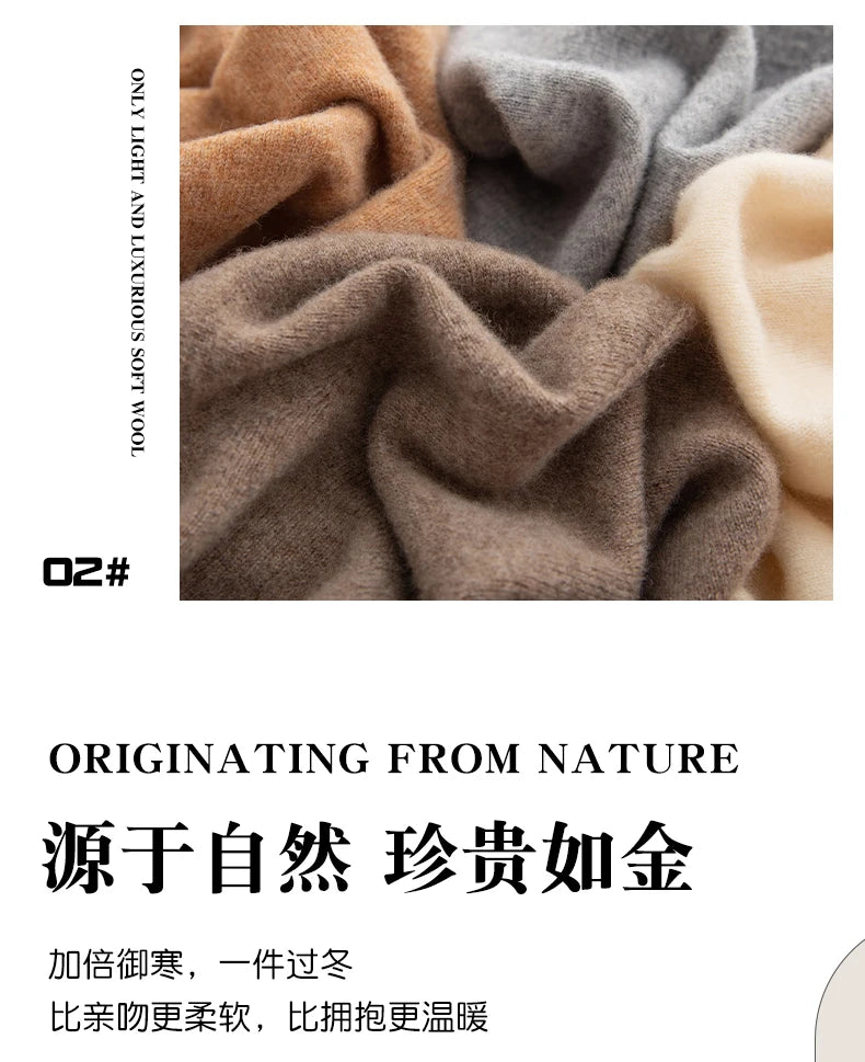 Autumn And Winter 100% Pure Wool Men's Thick Round Neck Slim-Fit  O-neck Pullover Long-Sleeved Knitted Cashmere Sweater