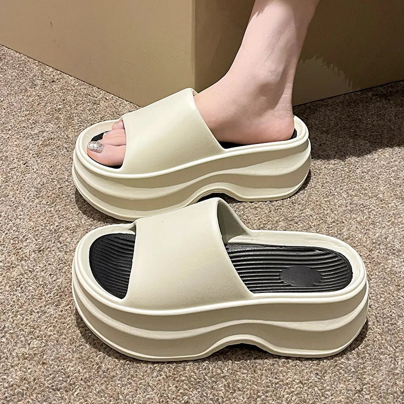 Eyriphy Thick Bottom Slippers Women Outdoor Beach Sandals Fashion Bathroom Slides Female Open Toe Slippers Cozy Soft Sole Shoes