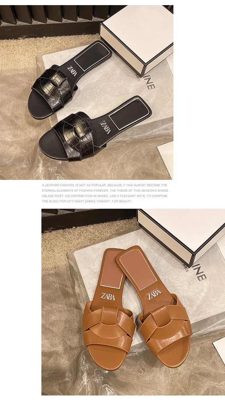 Hot Sale Women Slippers Low Heel Comfortable Slippers Sexy Cross Peep Toe Shoes Luxury Outdoor Beach Women's Breathability Shoes