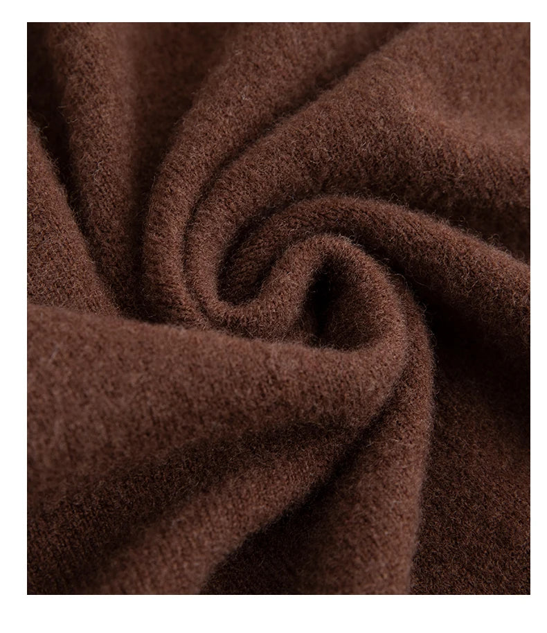 New Fashion Men's 100% Wool Pullover Half-high Collar Sweater Autumn Winter Warm Solid Color Knit Sweater Business Casual Top