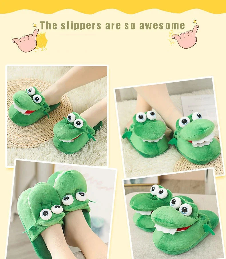 2025 Cows Plush Slippers Move Open Mouth Winter Warm Home Cotton Shoes Kawaii Animal Slippers Cute Funny Cartoon Girl Boy Gift