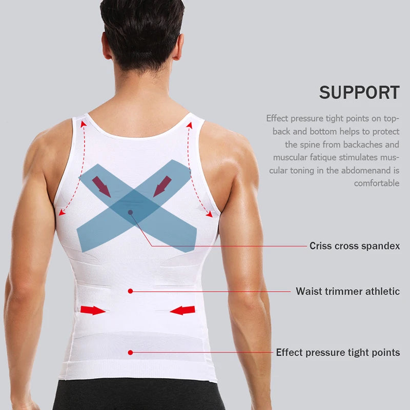 Men Slimming Vest Body Shaper Compression Shirt Sleeveless Shapewear Abs Abdomen Training  Workout Corset Tummy Control Tank Top