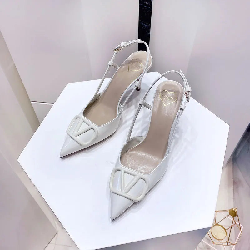 2025 New Diamond High Heel Sandals with Elegant Banquet Shoes, Pointed High Heels, Straight Strap Sandals