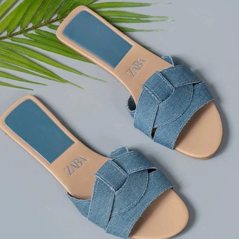 Hot Sale Women Slippers Low Heel Comfortable Slippers Sexy Cross Peep Toe Shoes Luxury Outdoor Beach Women's Breathability Shoes