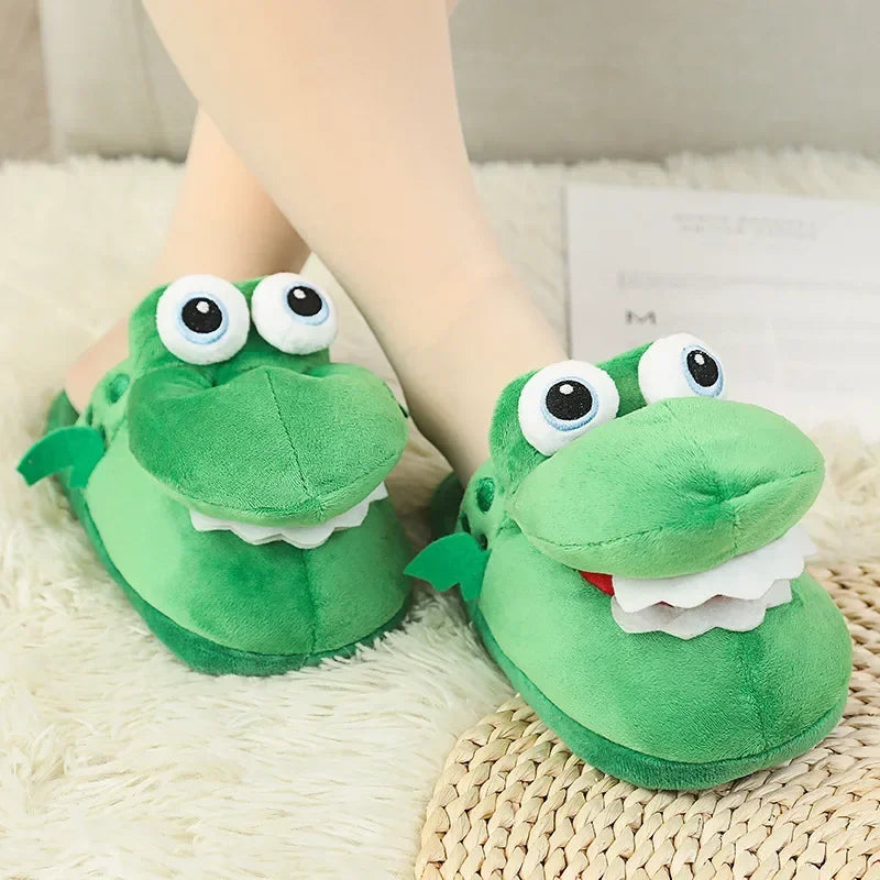 2025 Cows Plush Slippers Move Open Mouth Winter Warm Home Cotton Shoes Kawaii Animal Slippers Cute Funny Cartoon Girl Boy Gift