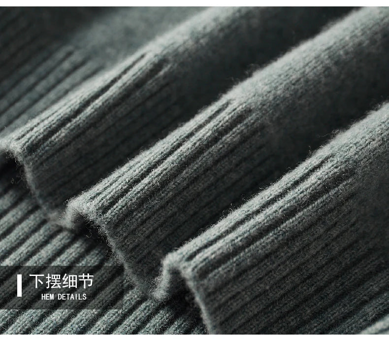 MVLYFLRT Men's Sweater Autumn and Winter New Cashmere Sweater 100% Pure Wool Knitting Sweater Fashion High Lapel Pullover Top