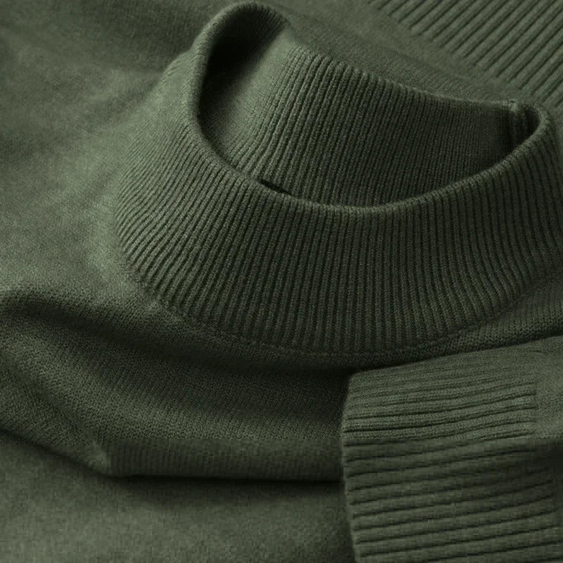 Autumn New Men's Casual Mock Turtleneck Sweater Long Sleeved Warm Pullover Basic Lightweight Street Clothing Knitted Jacket Top