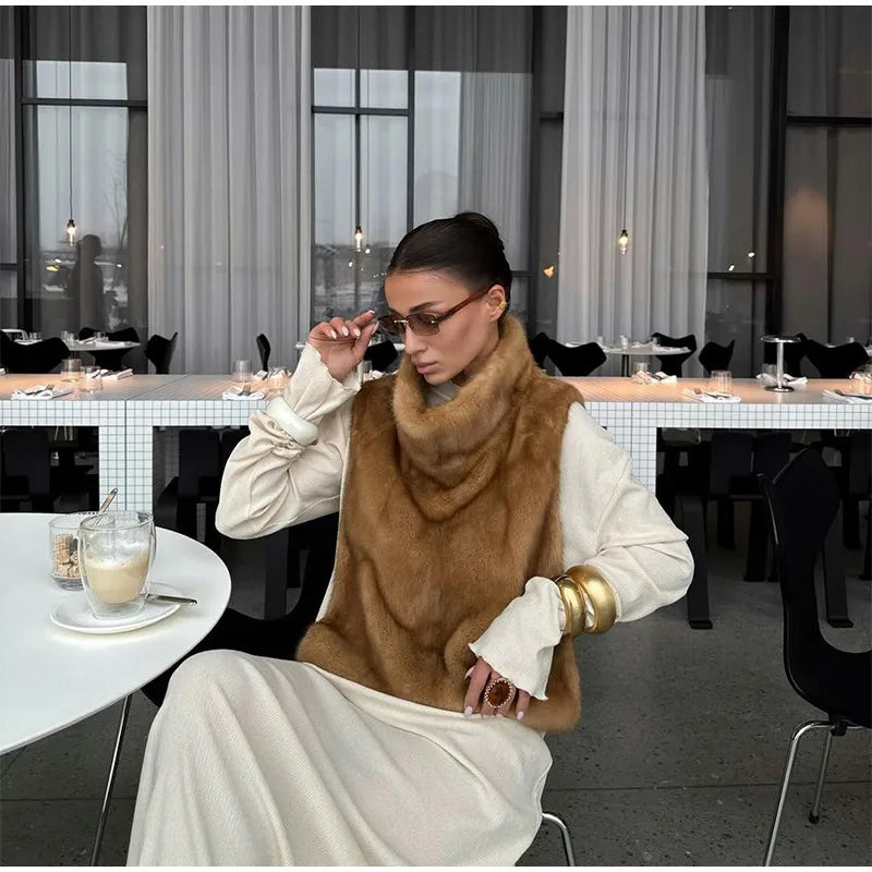 Winter Lady Luxurious Lapel Faux Fur Coats Fashion High Street Long Sleeve Oversize Cardigan Jacket Thick Warm Female Outerwear