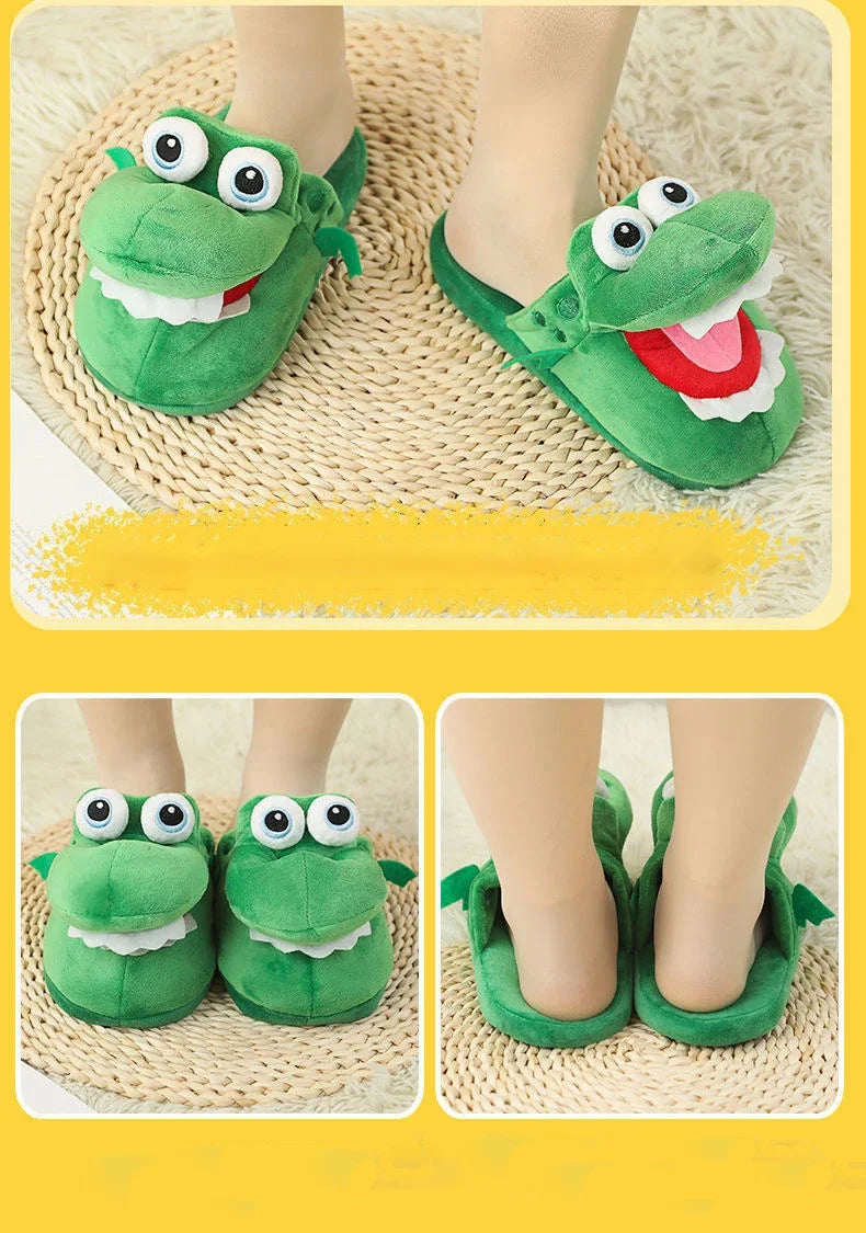 2025 Cows Plush Slippers Move Open Mouth Winter Warm Home Cotton Shoes Kawaii Animal Slippers Cute Funny Cartoon Girl Boy Gift