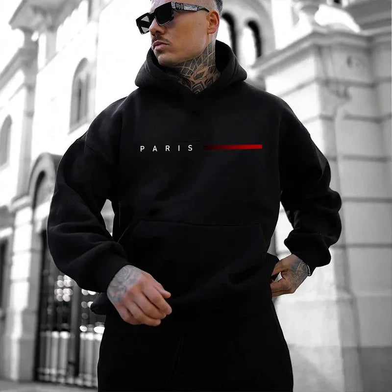 Men's Hoodie Paris Printed Alphabet Daily Casual Sports Hoodie Men's Home Outdoor Comfortable Hoodie