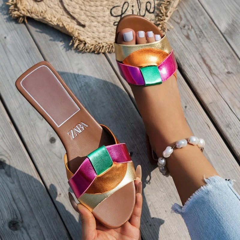 Hot Sale Women Slippers Low Heel Comfortable Slippers Sexy Cross Peep Toe Shoes Luxury Outdoor Beach Women's Breathability Shoes