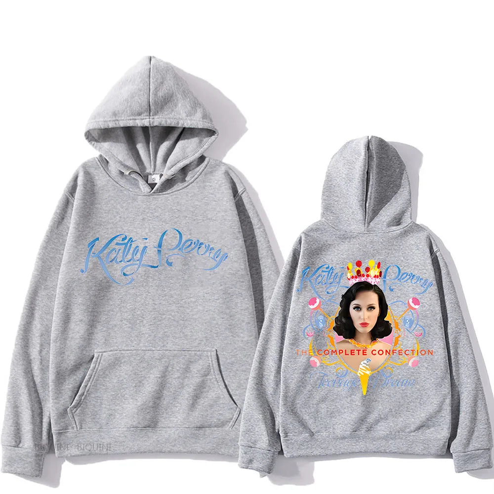 2024 Katy Perry Global Tour Hooded Back Printing Fleece Hooded Sweatshirt Unisex Hip Hop Retro Clothes Moletom Casual Pullovers